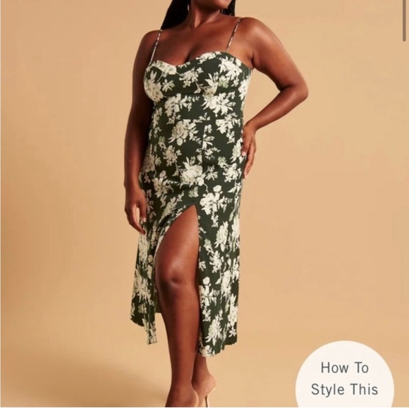 NWT Abercrombie & Fitch Green Floral Dress - Picture 1 of 5